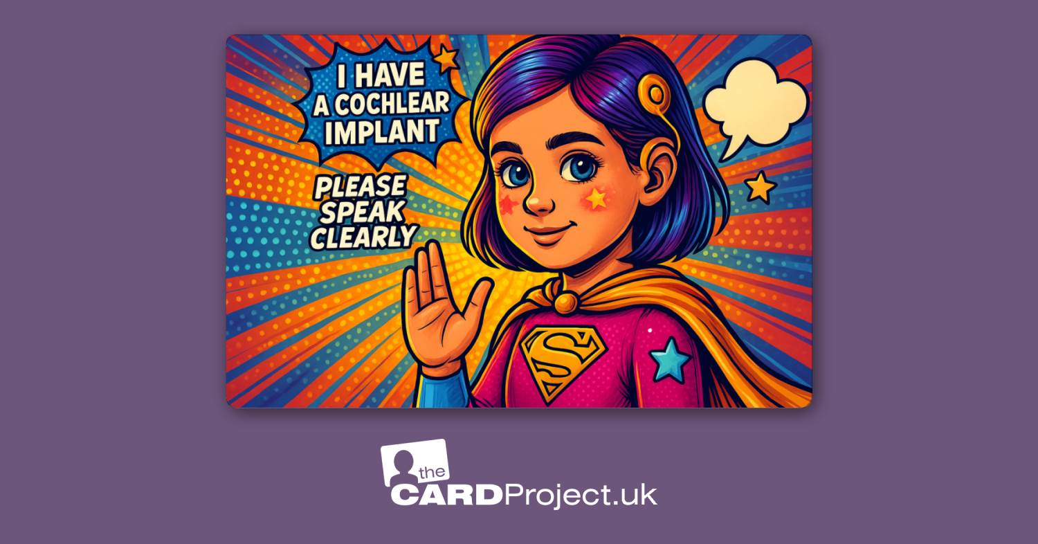 I Have A Cochlear Impant Awareness Card Design for Girls